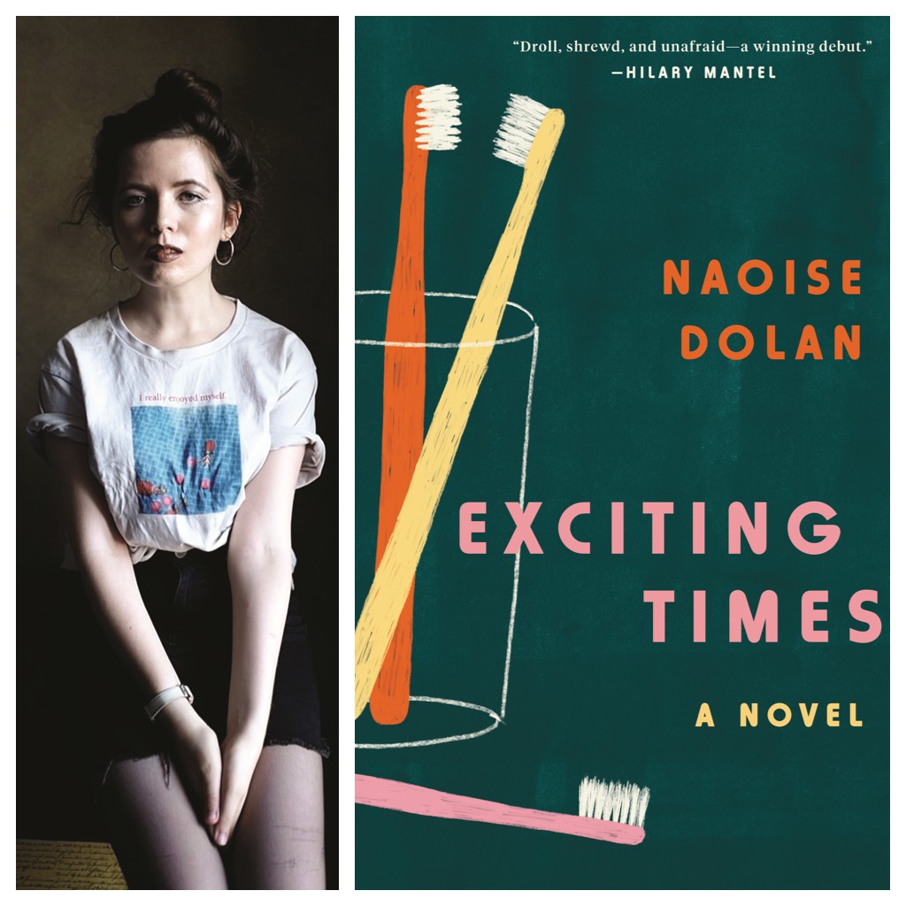The book cover of 'Exciting Times' by Naoise Dolan, with a picture of the author next to the cover.