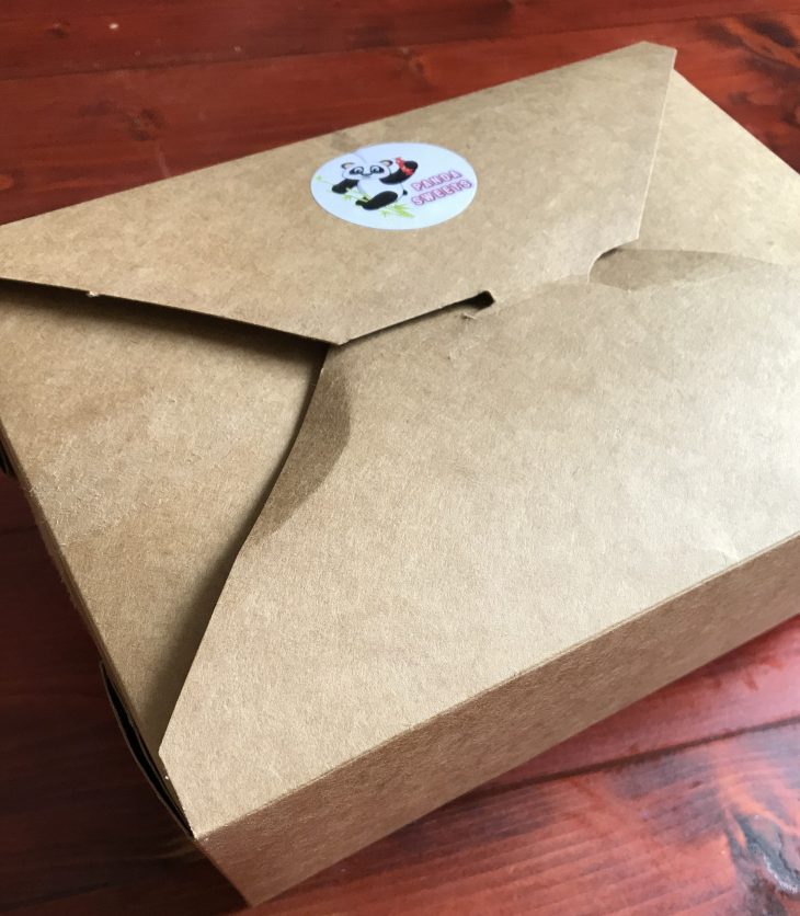 Brown paper box of Panda Sweets retro mix