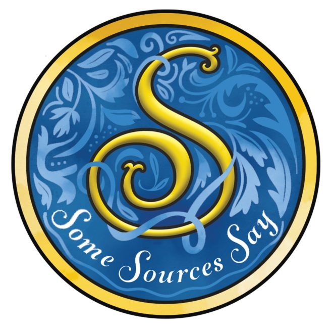 Logo for "Some Sources Say" blog, a yellow "S" on a blue background.