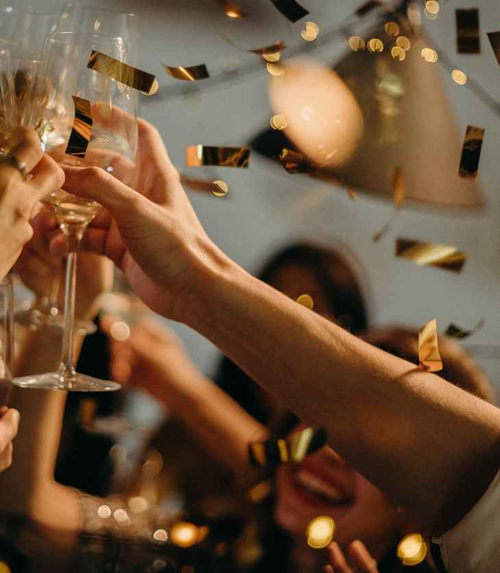 people toasting wine glasses