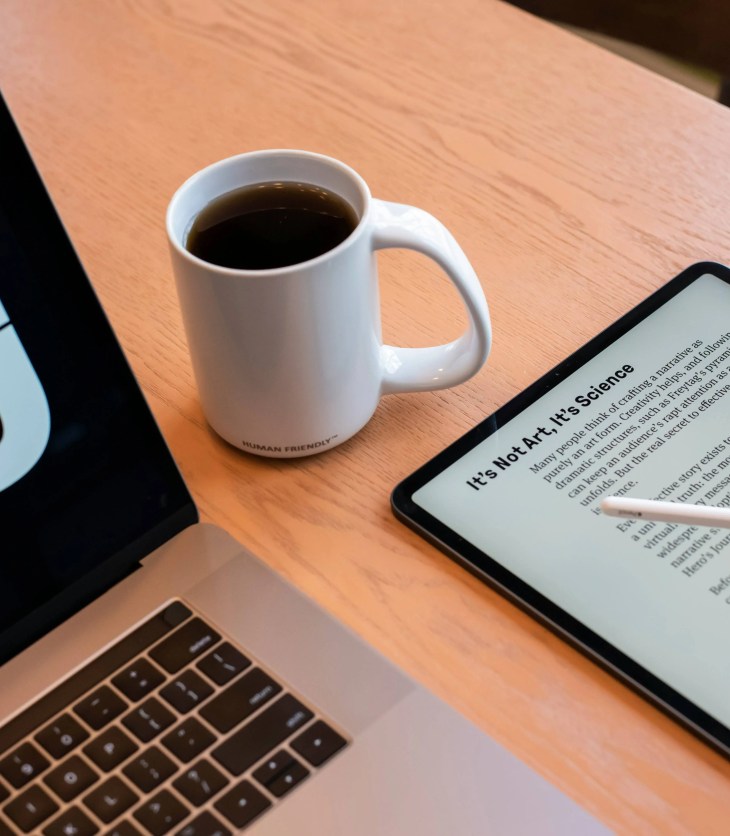 laptop, ipad and mug of coffee