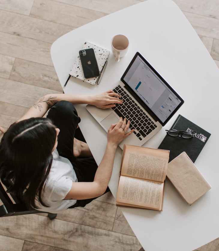 person freelancing on a laptop