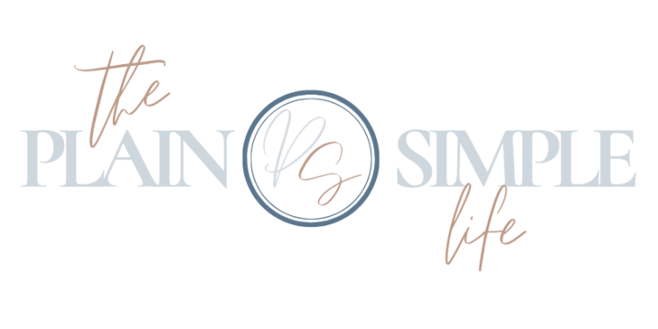 The Plain Simple Life blog logo, just the words "Plain Simple Life" in italic lettering