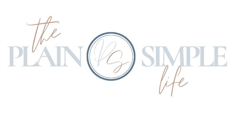 Blog logo for The Plain Simple Life. These words are written in cursive.