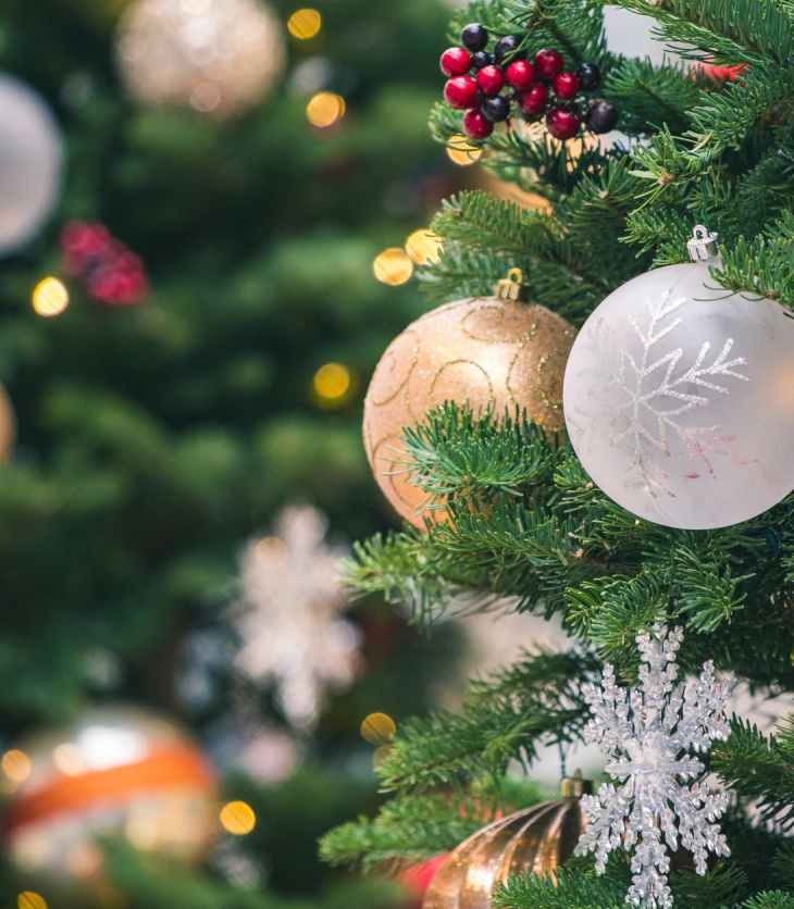 Christmas tree with baubles- last-minute Christmas gifts