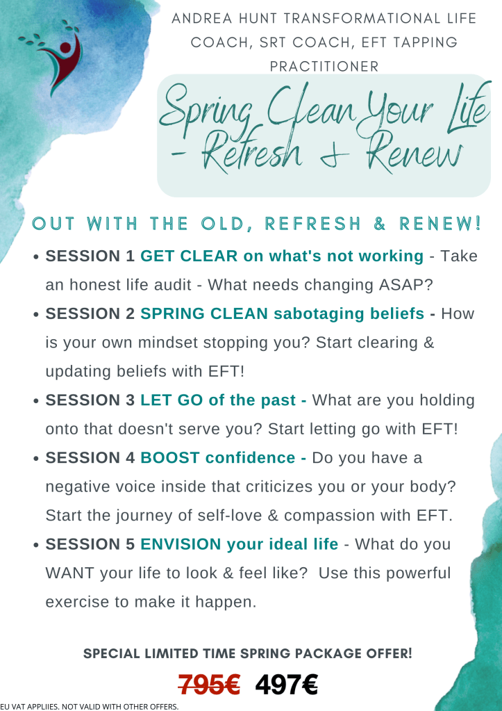 A PDF of Andrea Hunt's latest life coach program, "Spring Clean Your Life and Mindset"