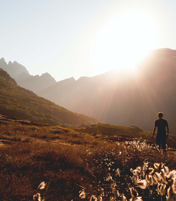 person on a walk in the hills