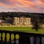 chatsworth stately home with a red sky